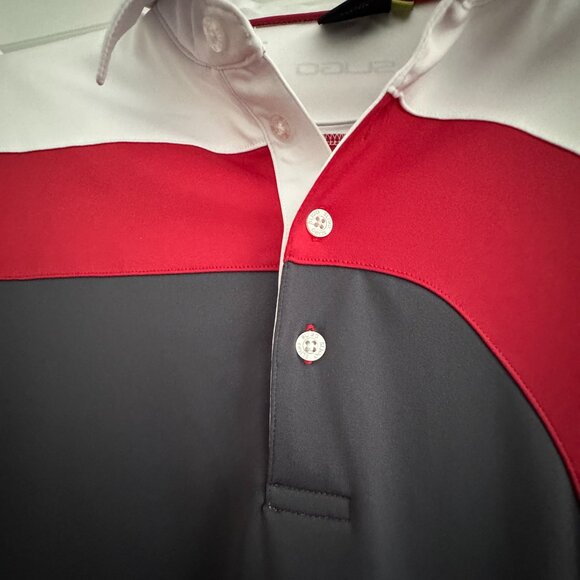 Sligo Men Golf Polo Shirt Red White and Gray Short Sleeves Collar size Medium - Picture 4 of 6